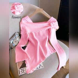 GlowEve Women's Elegant 3D Floral Asymmetric Hem Long Sleeve